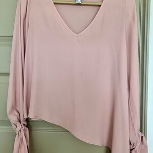 Joseph Ribkoff Blush V-Neck Blouse with Tie Sleeves